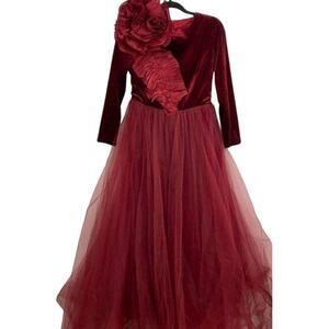 Burgundy Velvet & Tulle Maxi Dress Festival Holiday Burning Man XS-S/Juniors